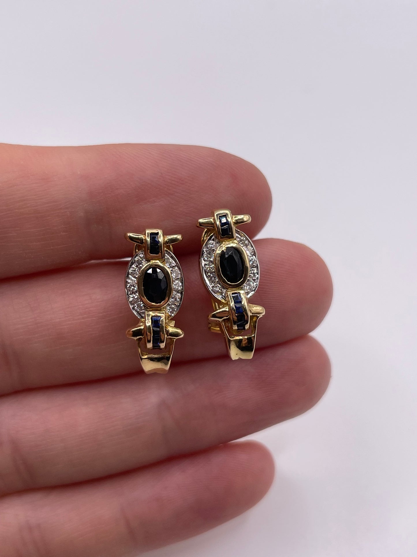 14ct gold sapphire and diamond earrings