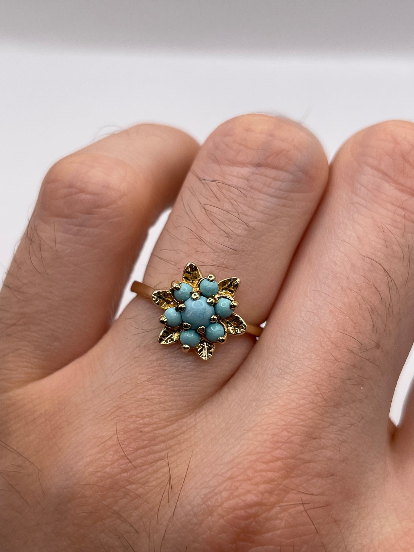 9ct gold turquoise cluster ring