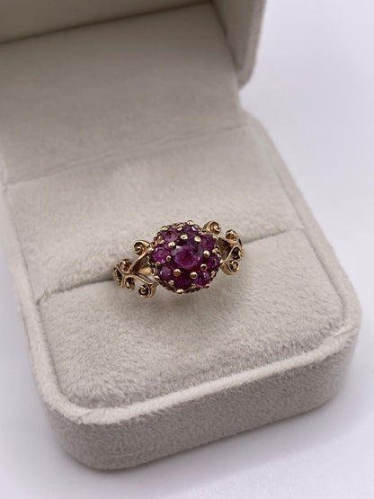 9ct gold ruby cluster ring