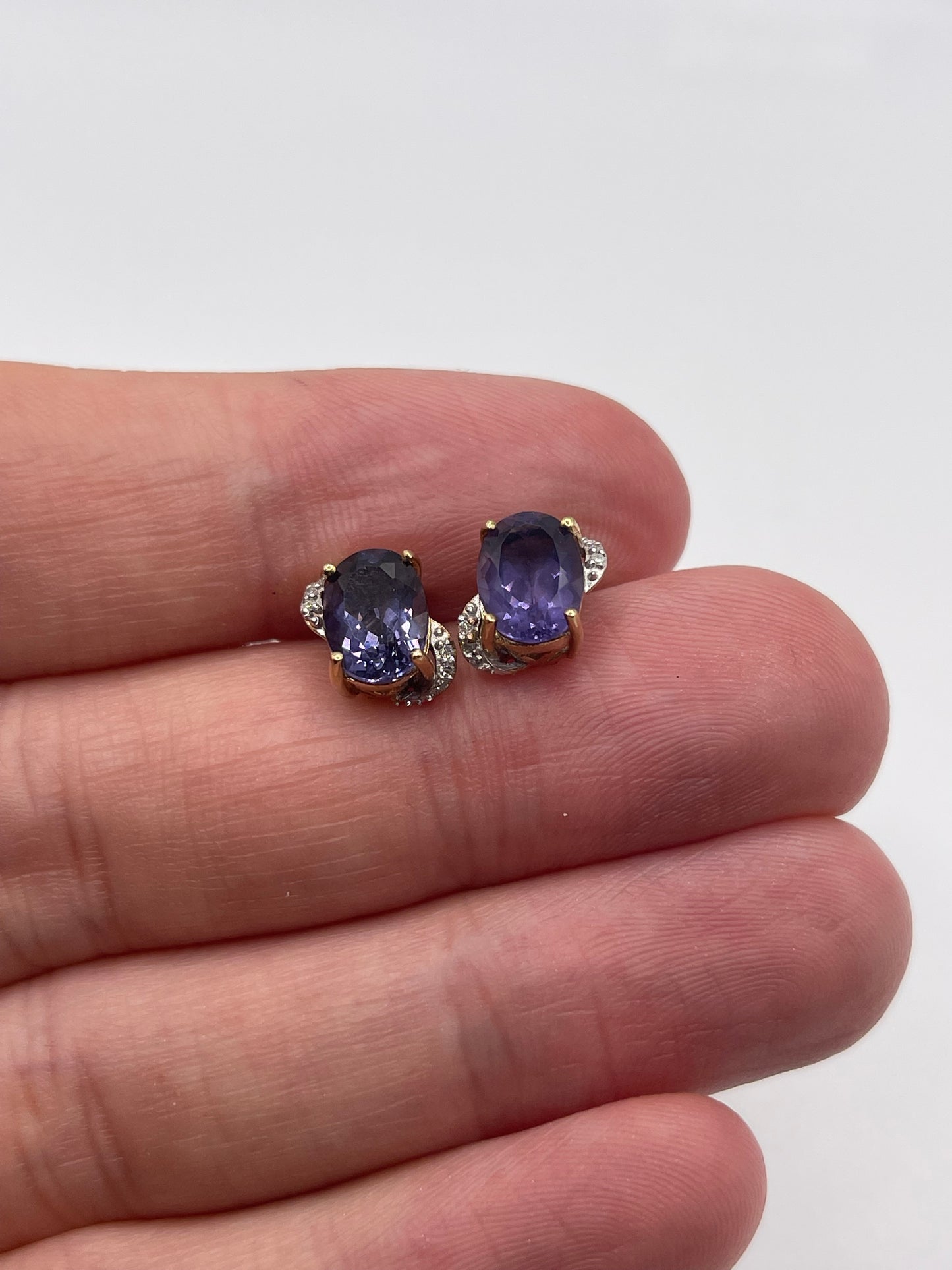 9ct gold blueberry quartz and diamond earrings