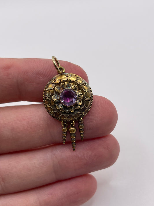 Antique 15ct gold foiled crystal pendant