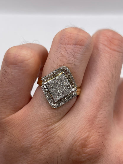 9ct gold diamond cluster ring