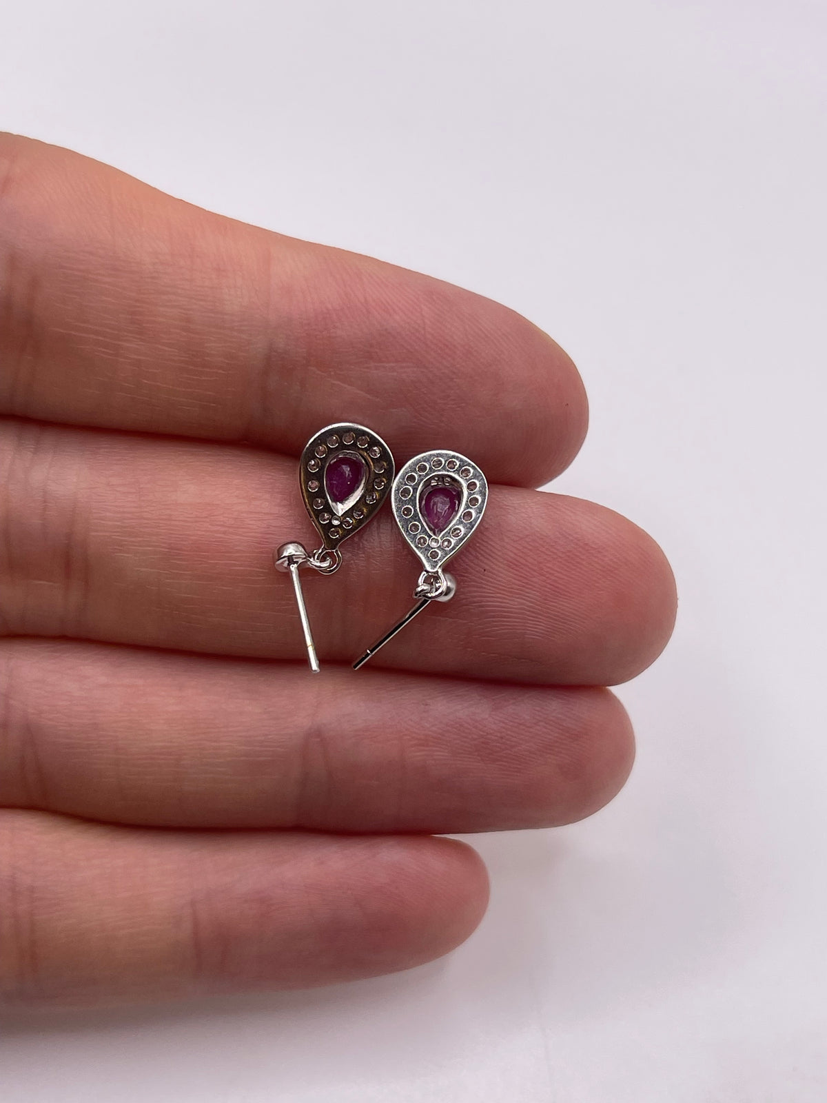 9ct white gold ruby and diamond earrings