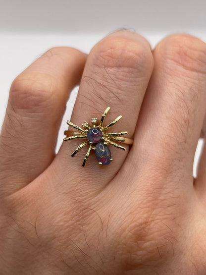 9ct gold opal triplet and diamond spider ring