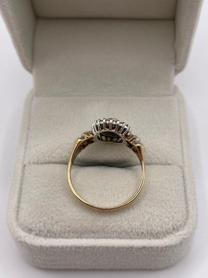 9ct gold sapphire and diamond cluster ring