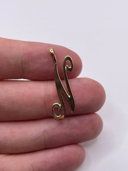 9ct gold initial N pendant