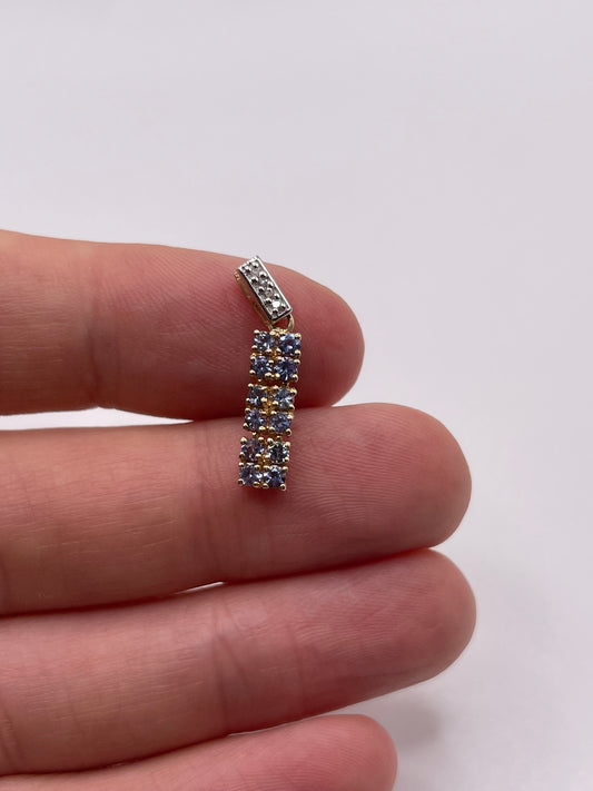 9ct gold tanzanite and diamond pendant