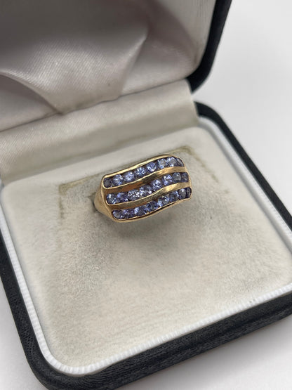 9ct gold tanzanite cluster ring
