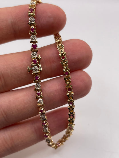 9ct gold ruby and diamond bracelet