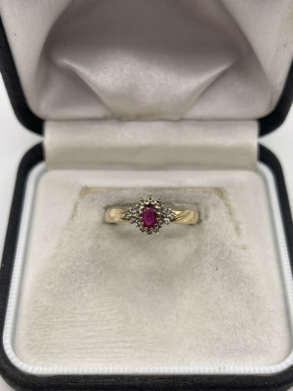 9ct gold ruby and diamond ring