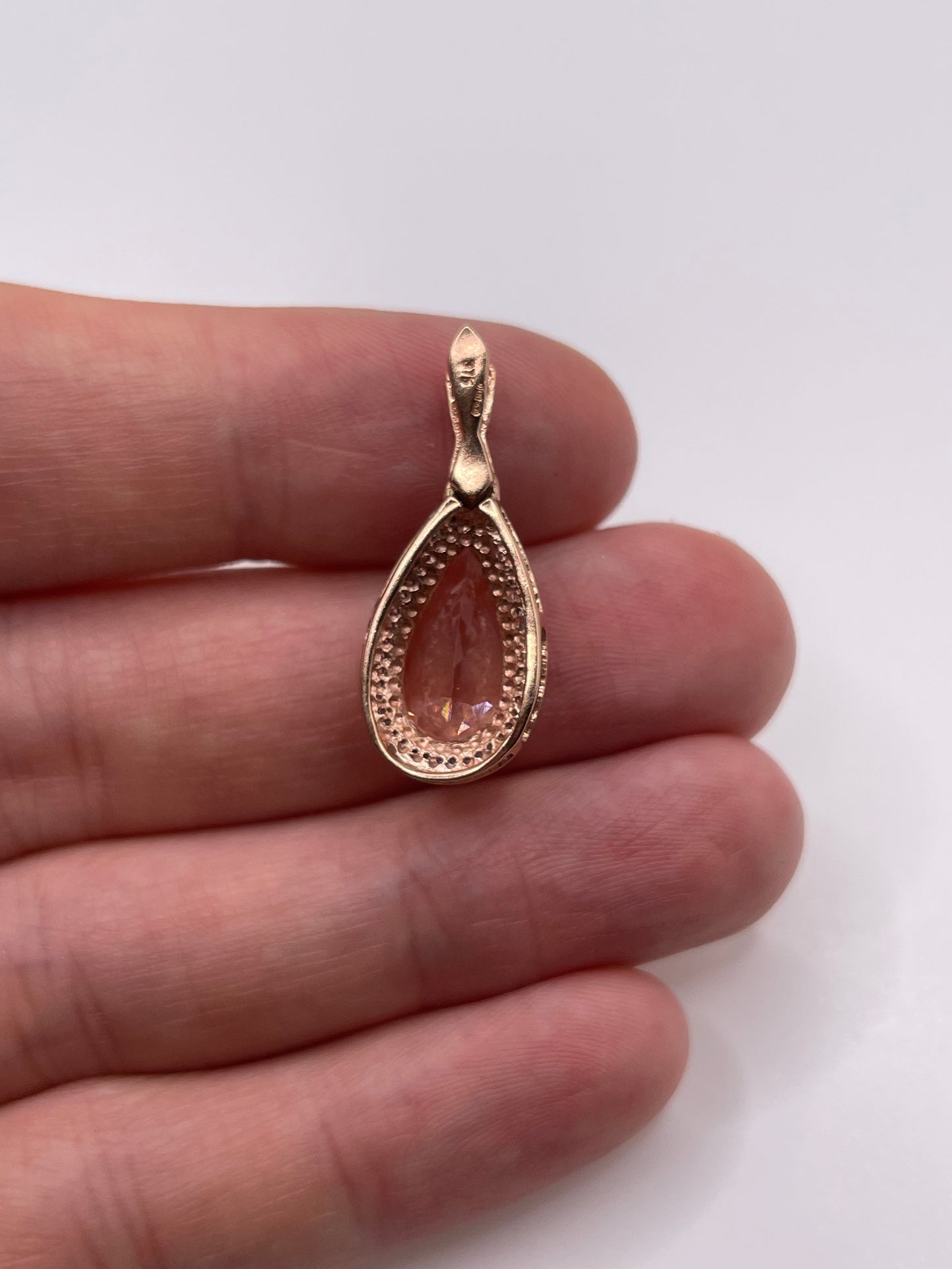 9ct rose gold morganite and diamond pendant