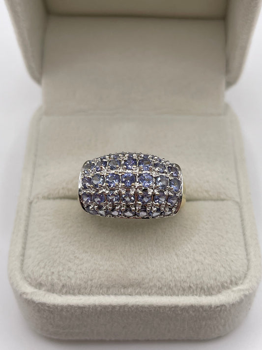 9ct gold tanzanite cluster ring