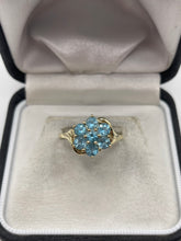 Load image into Gallery viewer, 9ct gold blue topaz cluster ring
