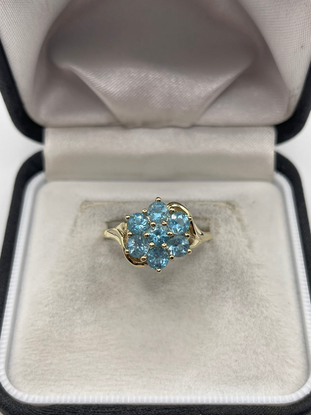 9ct gold blue topaz cluster ring