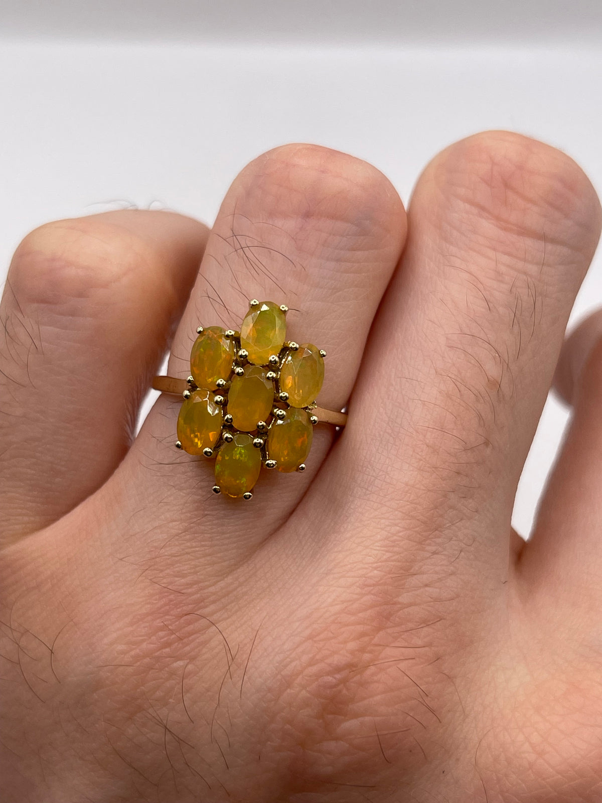 9ct gold opal cluster ring