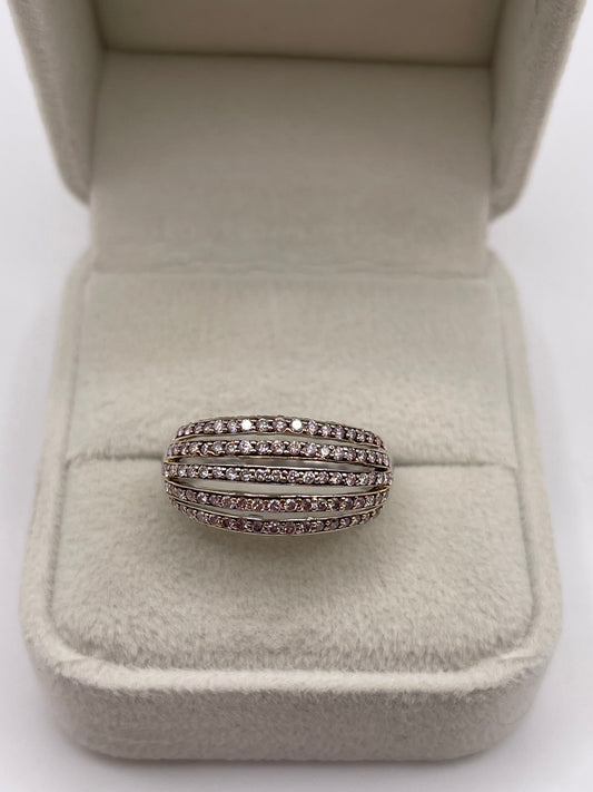 9ct white gold pink diamond cluster ring
