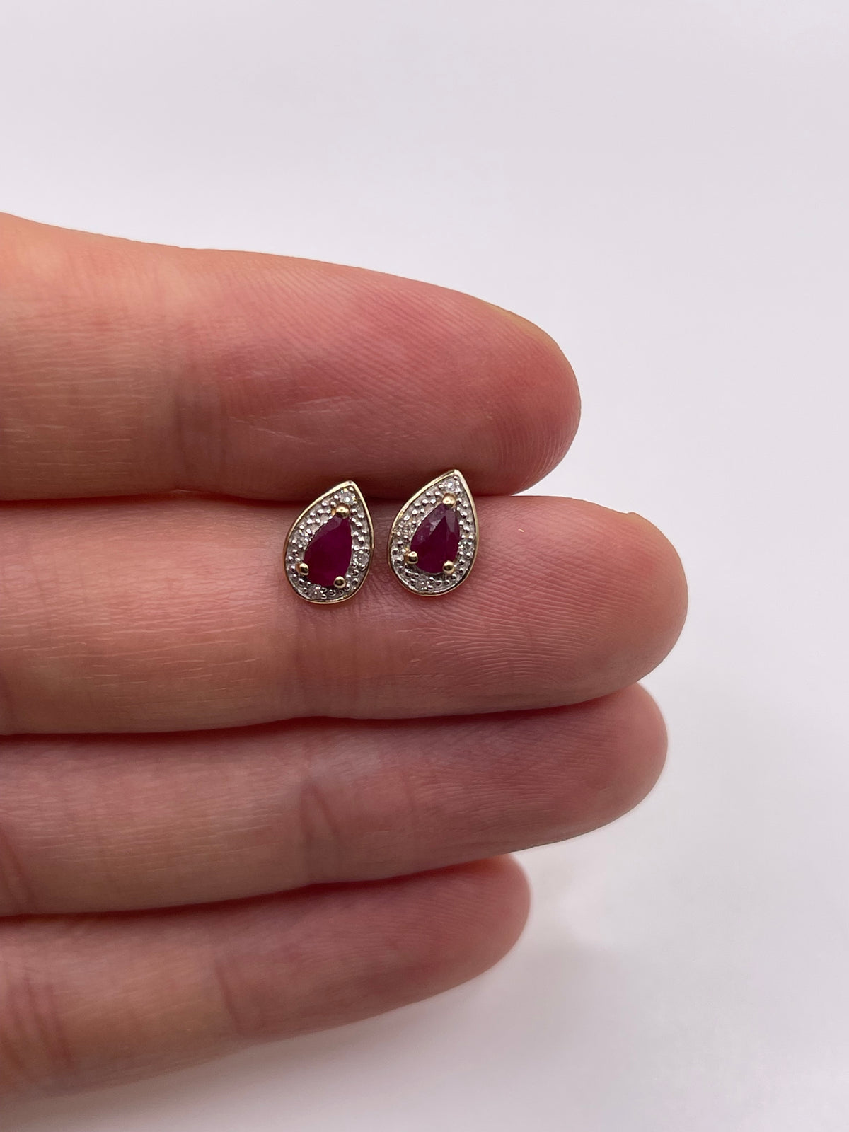 9ct gold ruby and diamond earrings