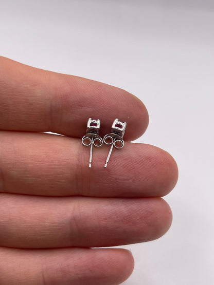 9ct white gold ruby and diamond earrings