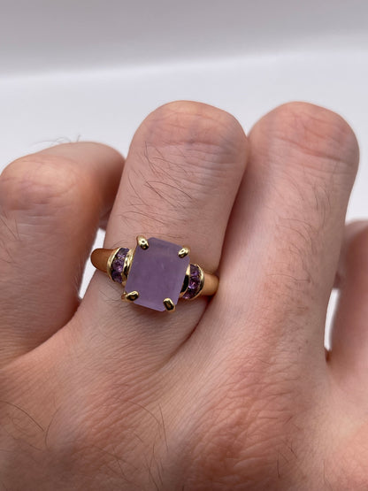 9ct gold jade and amethyst ring