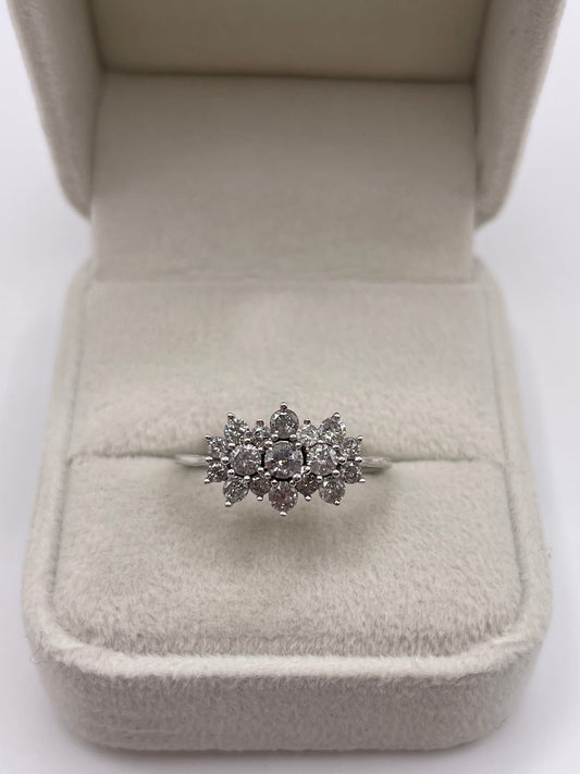 9ct white gold diamond cluster ring
