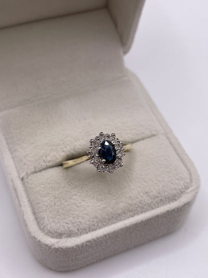 9ct gold sapphire and diamond ring