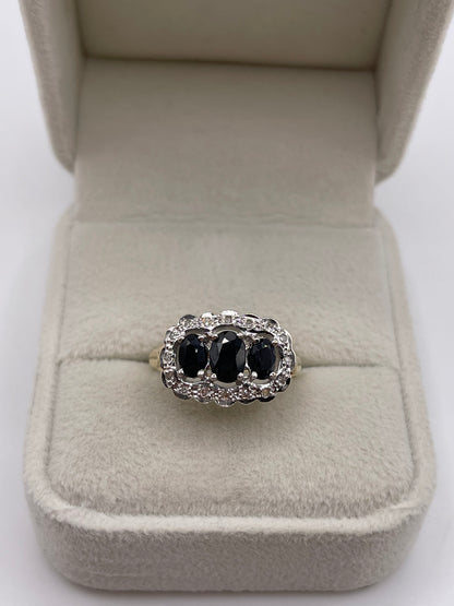 9ct gold sapphire and diamond ring