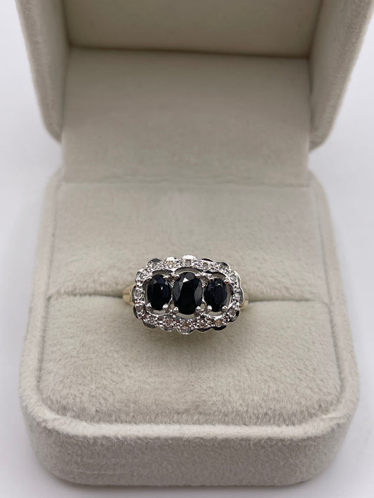 9ct gold sapphire and diamond ring