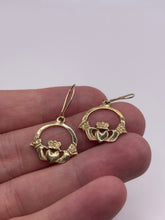 Load image into Gallery viewer, 9ct gold claddagh earrings
