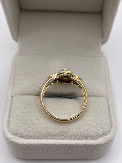 14ct gold enamel, sapphire and diamond ring