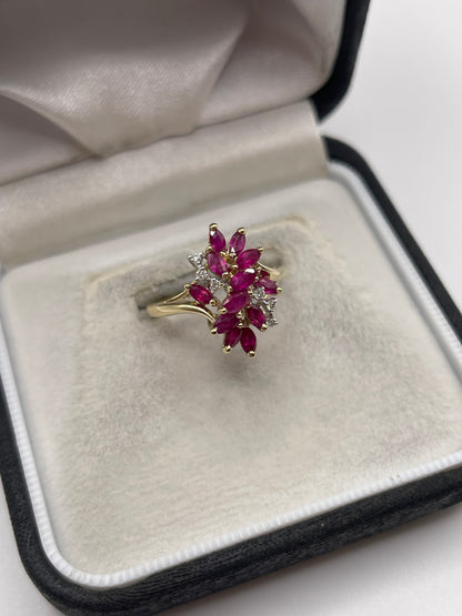 9ct gold ruby and diamond ring