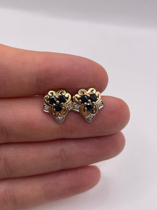 9ct gold sapphire and diamond earrings