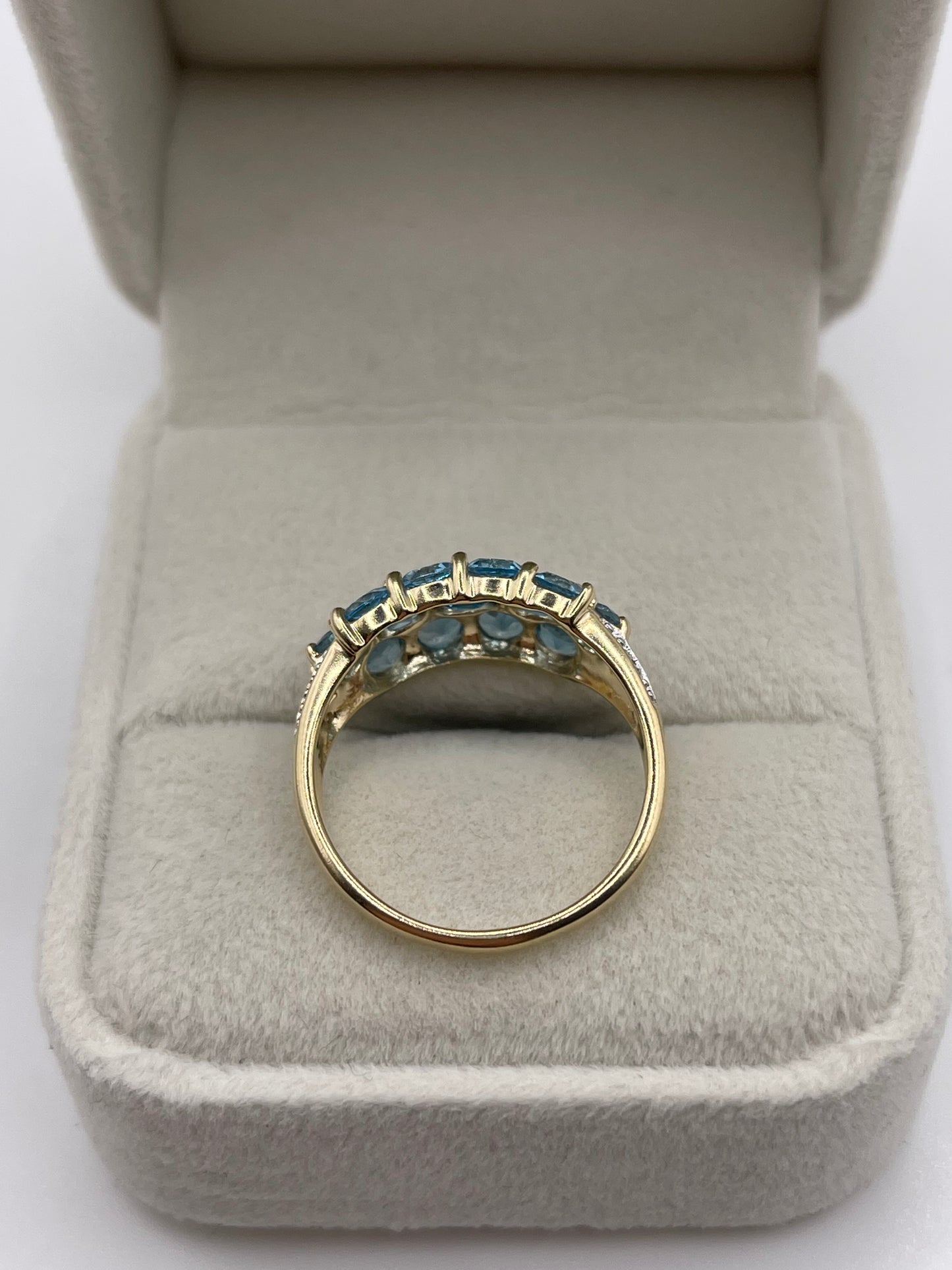 9ct gold blue topaz and diamond ring