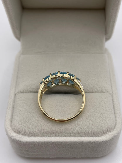 9ct gold blue topaz and diamond ring