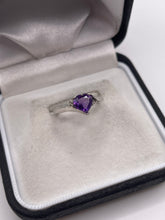 Load image into Gallery viewer, 9ct white gold amethyst and diamond ring
