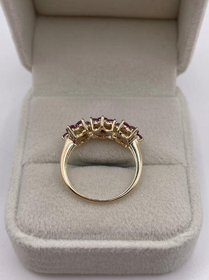 9ct gold ruby and diamond cluster ring