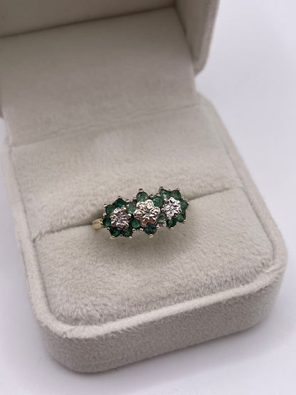 9ct gold emerald and diamond ring