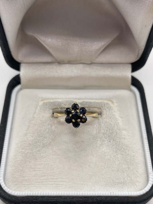9ct gold sapphire cluster ring