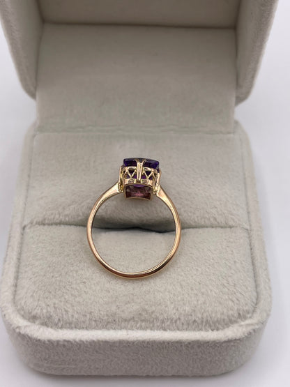 9ct rose gold amethyst ring