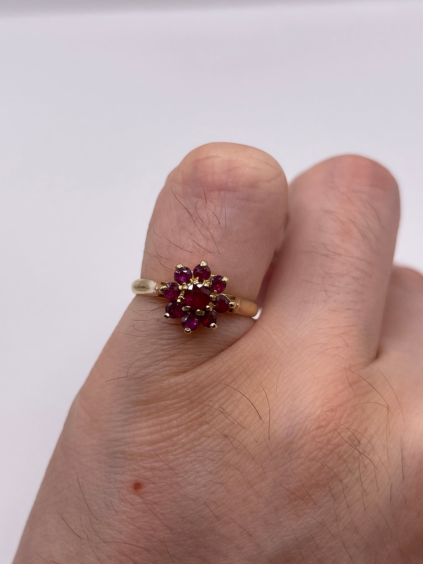 9ct gold ruby cluster ring