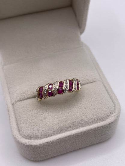 9ct gold ruby and diamond ring