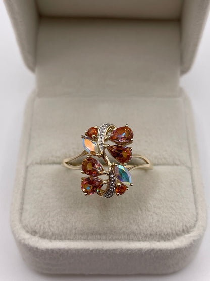 9ct gold topaz and diamond ring