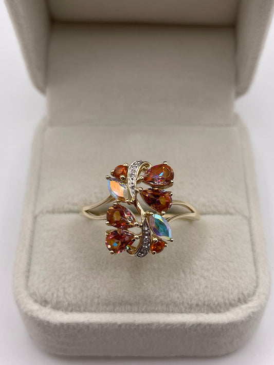9ct gold topaz and diamond ring