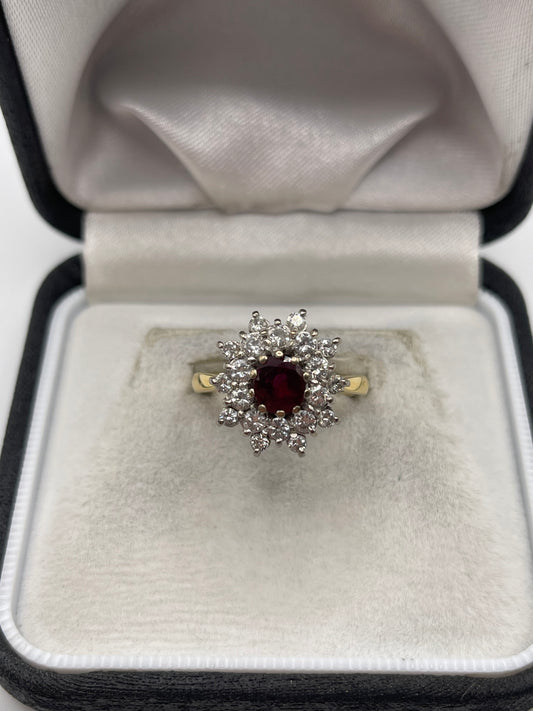 18ct gold ruby and diamond ring