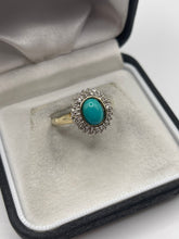 Load image into Gallery viewer, 9ct gold turquoise and diamond ring
