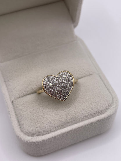 9ct gold diamond cluster heart ring