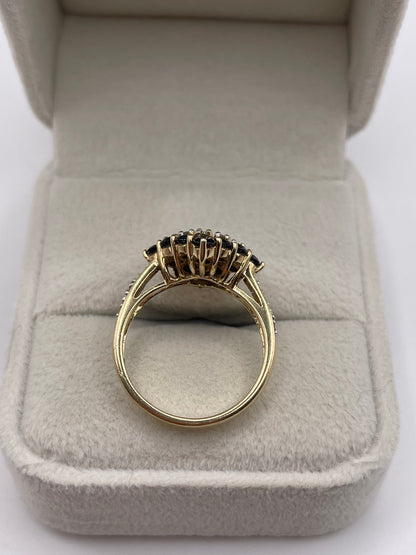 9ct gold sapphire cluster ring