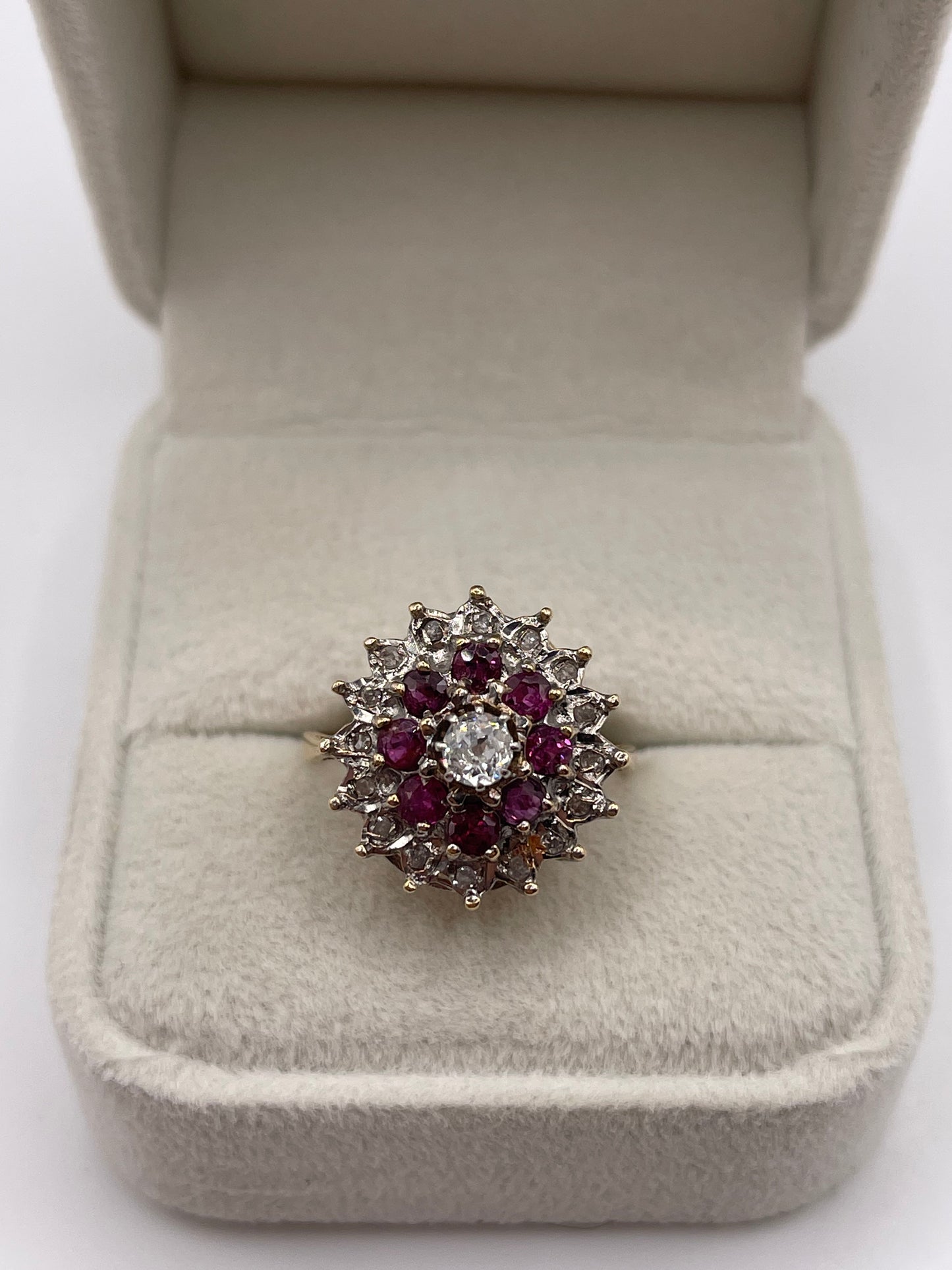 9ct gold ruby and diamond ring