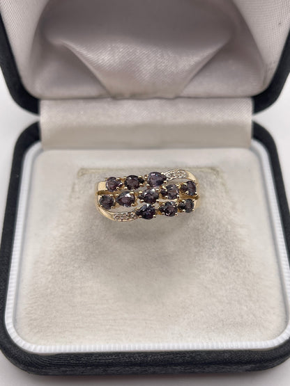 9ct gold quartz and diamond ring