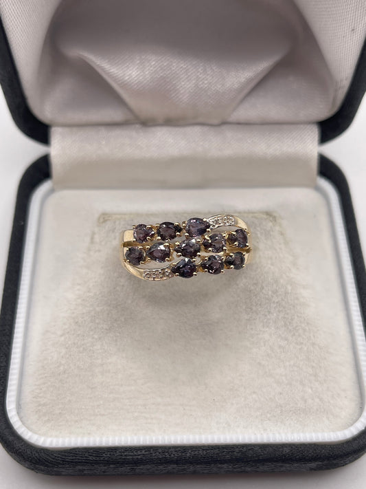 9ct gold quartz and diamond ring