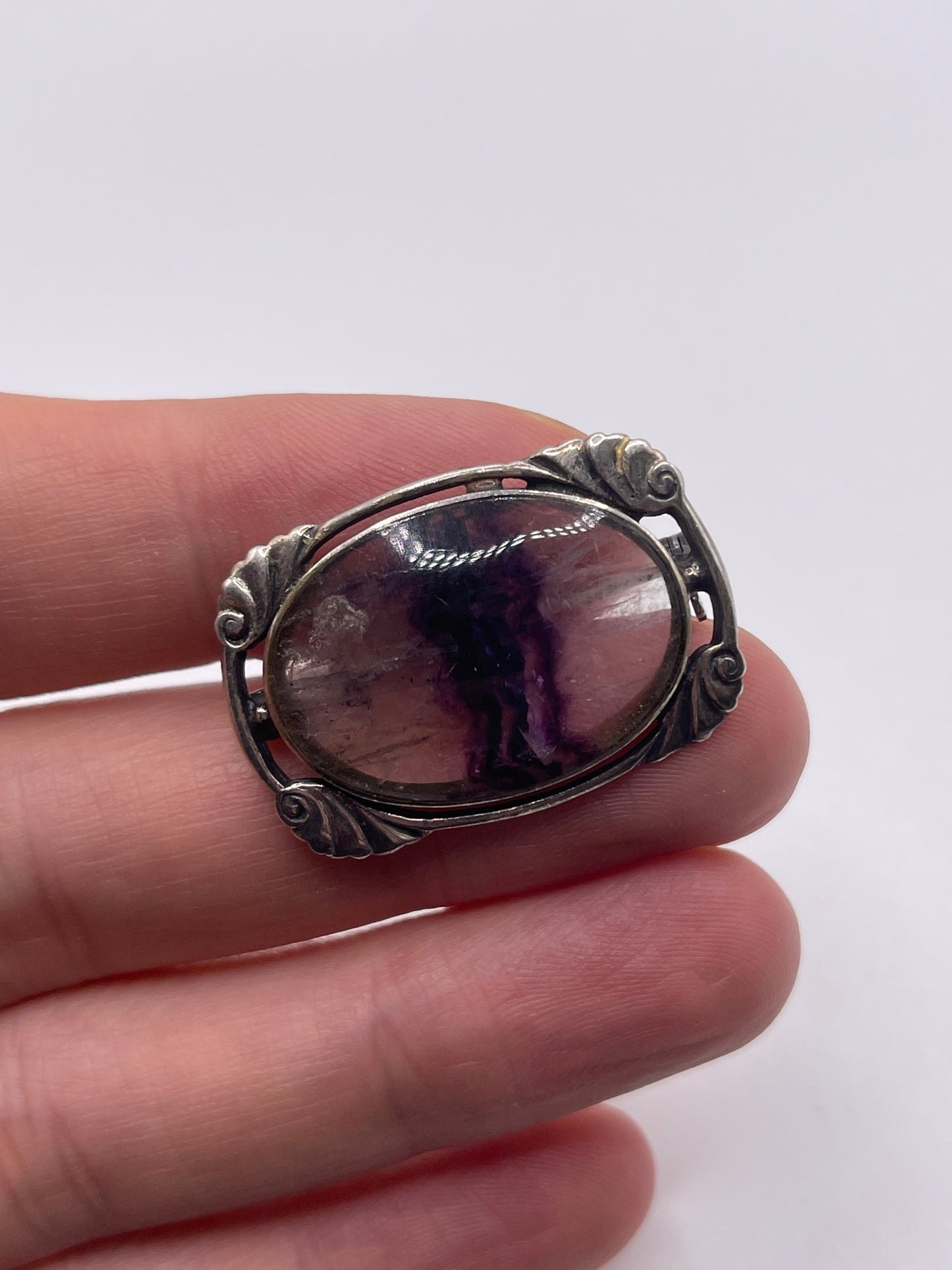 Silver blue John brooch